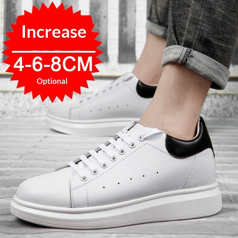 Korean-style Casual Invisible-heeled White Sneakers For Men Autumn Season