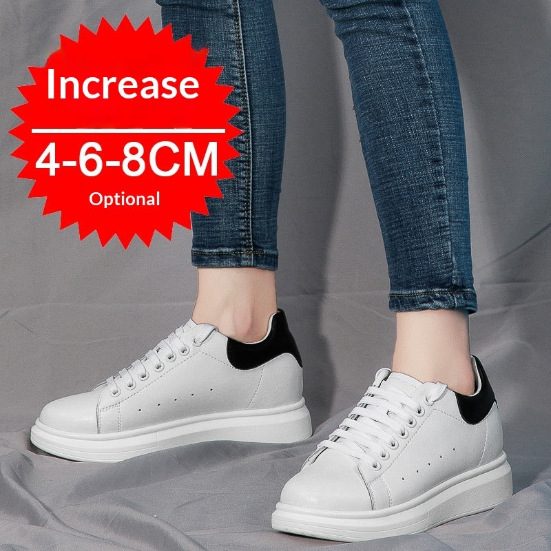 Korean-style Casual Invisible-heeled White Sneakers For Men Autumn Season