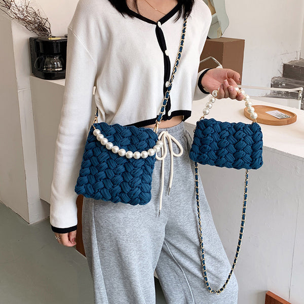DIY Craft Kit Yarn, Crochet Hook, And Fabric Strips For Making A ShoulderCrossbody Bag