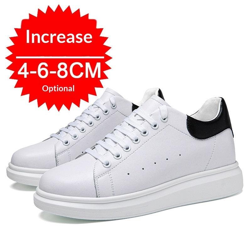 Korean-style Casual Invisible-heeled White Sneakers For Men Autumn Season